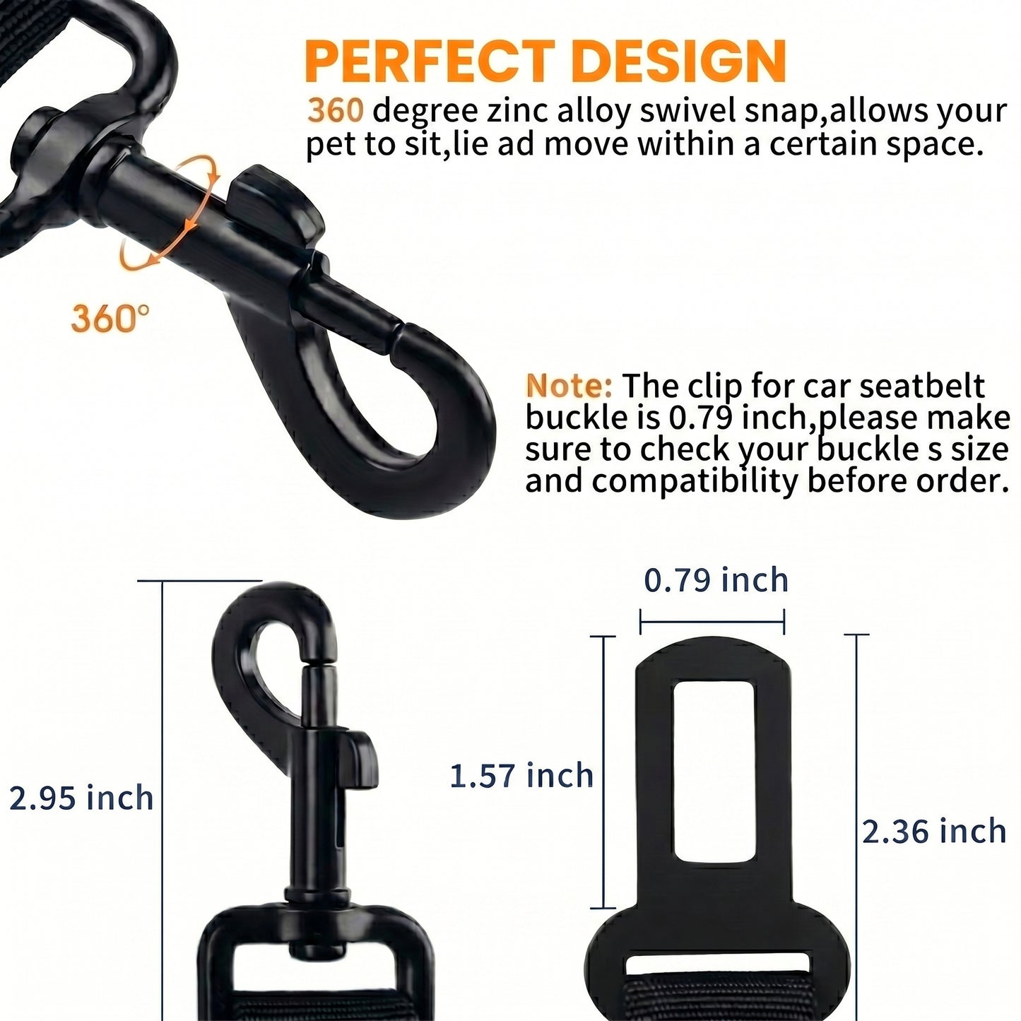 Adjustable Retractable Dog Seat Belt